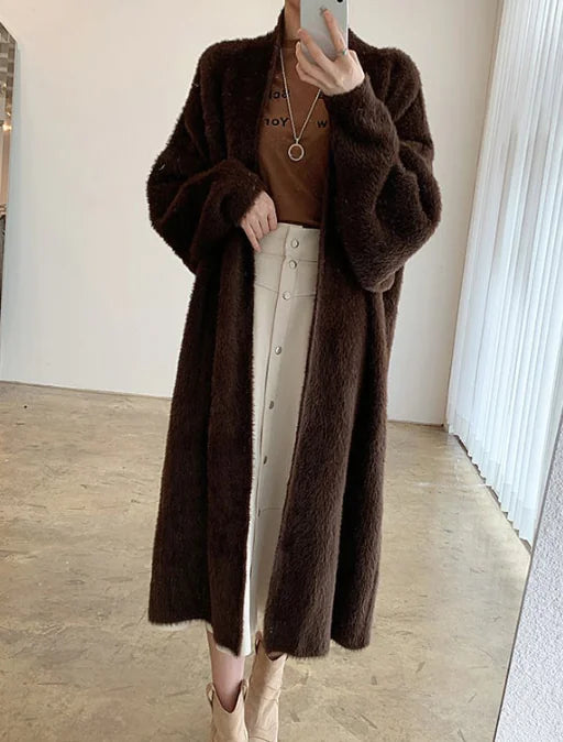 Warm Heavy Industry Imitated Mink Fur Cardigan Jacket